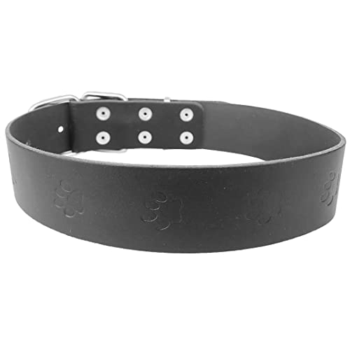 Monodog Hundehalsband, Pfotenabdruck, hochwertiges Leder, langlebiges und modisches Halsband für bequeme Kontrolle und Training und Farben, Größe XL (Breite: 4 cm Länge: 49–63 cm), Schwarz von Generic