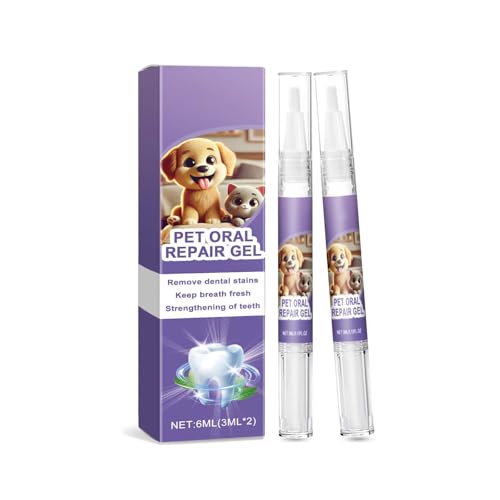 Mundgel für Haustiere, Mundhygiene-Gel für Haustiere, Mundgeruch für Haustiere ohne Zähneputzen, Mundgeruch-Gel für Haustiere, Zahnreinigungsgel für 6 ml (3 ml * 2) Urd745 (Purple, 1.3x12.6cm) von Generic