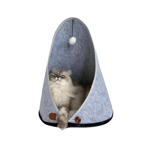 NEREMA® Katzenbett Katzenhöhle Katzenzelt aus Filz Katzenschlafplatz Kuschelhöhle Katzenzelt Modern Flauschig Große Katzen Schlafplatz mit Kissen sicheres Plätzchen Einfach zu Pflegen 42x42x50cm von Generic