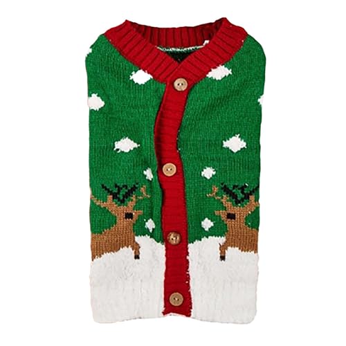 Neu Mod.EL VI.P Auto Lebkuchenmann Rentiergeweih Holundergürtel Weihnachtsbaum Schneeflocke Haustier Weihnachten Haustier Pullover Urd696 (Green, L) von Generic