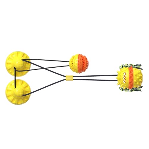 Neu Pet Saug Zahn Schleifen Spielzeug Kauen Hund Spielzeug Pet Doppel Saug Seil Leck MqL207 (Yellow, 10x20x25cm) von Generic