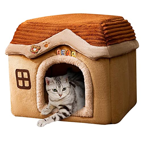 Neuartiges süßes Katzen-Schloss-Kätzchenbett für Indoor-Katzen, Winter, warm, rutschfest, weich, flauschig, beruhigend, für Katzen, Welpen, Hunde, bequeme Hundehütte mit abnehmbarem Kissen von Generic