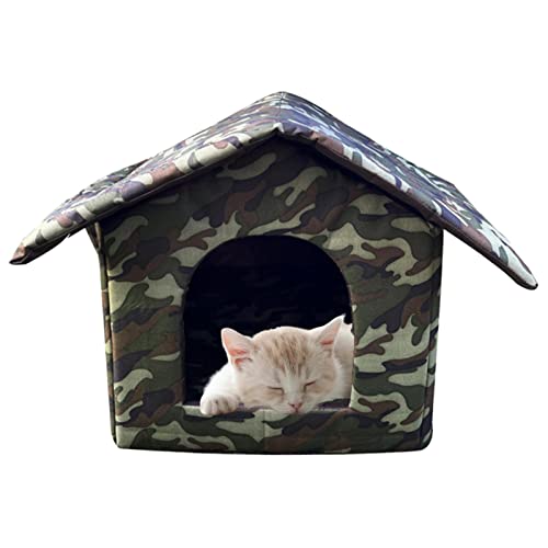 Outdoor Katzenhäuser für Katzen im Freien | Winddichte Häuser für wilde Katzen Hunde | Katzenzelt Abnehmbare Haustiermatte | Wasserabweisendes Oxford Tuch Dach Streuer Katzen Unterschlupf von Generic