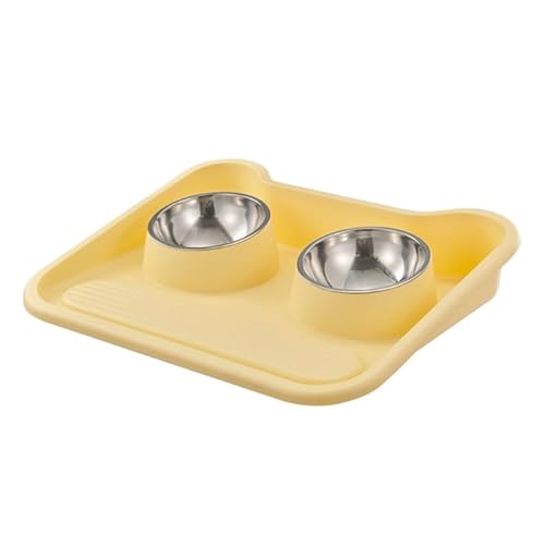 Pet Feeding Double-Bowl AntiVomit Cat Bowl Small Dogs Bowl Kitten Food Feeder Bowl Mat Water Dispenser Bowl Cat Supplies von Generic