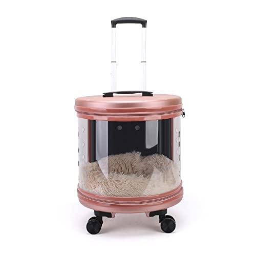 Pet Travel Trolley Case - Silent Wheel Koffertasche für Katzen und Hunde | Eingebaute Haustiermatte | Abschließbar | Atmungsaktives Lochdesign | 360° Transparentes Haustierauto von Generic