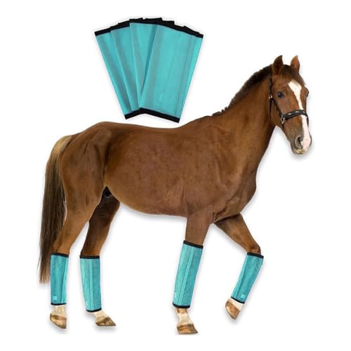 Pferde Bandagen Bein Wraps 4er-Set, Stabile Bandagen Pferde Reiter Bein Horse Leg Wraps Gear Einstellbar Pferde Beins Tiefel für Pferd Kuh Training Bohren (Grvn,47 * 47 * 37CM) von Generic