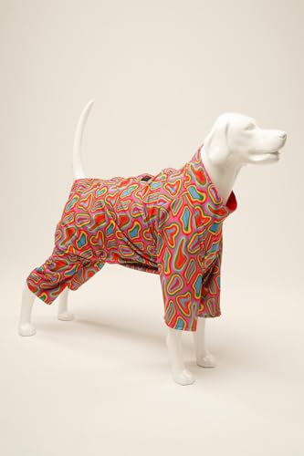 Pinky Hunde-Regenmantel – Wasserdichter Hunde-Regenmantel mit 4 Beinen, mit Baumwolle gefüttert, regenfeste Jacke für Herbst und Winter, kaltes Schnee-Wetter, Mantel mit Loch für die Leine für Welpen, von Generic