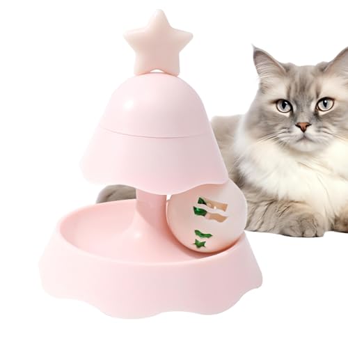 Plattenspieler Katzenball Spielzeug – Katzenspielzeug Weihnachtsbaum Katze Drehteller Bälle, 2 Schichten Katzenminze, Spielzeug für Katzen, Haustiere, klein von Generic