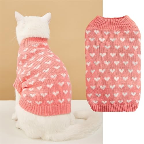 Pullover für Katzen, Warm Katzenpullover, Katzen Pullover für Katzen, Katzen Klamotten Süß, Rosa Katzenpulli für Katzen Pullover, Katzen Kleidung Winter, Haustier Pullover Katze, Liebe von Generic