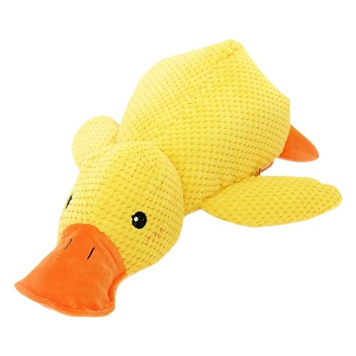 Quack-Quack Duck Dog Toy, Anti Stress Ente, Antistress Ente Hund, Quietschspielzeug Interaktives Spielzeug für Hunde, Plüsch Kauspielzeug für Hund Ruhig und Ausgeglichen Anti Stress Ente (Gelb, S) von Generic