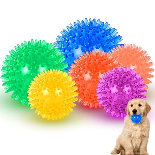 Quietschende Hundespielzeugbälle, verschiedene Farben, verschiedene Größen für kleine, mittelgroße und große Hunde, stachelige Textur für Zahngesundheit, langlebiges und sicheres Gummi zum Zahnen, von Generic