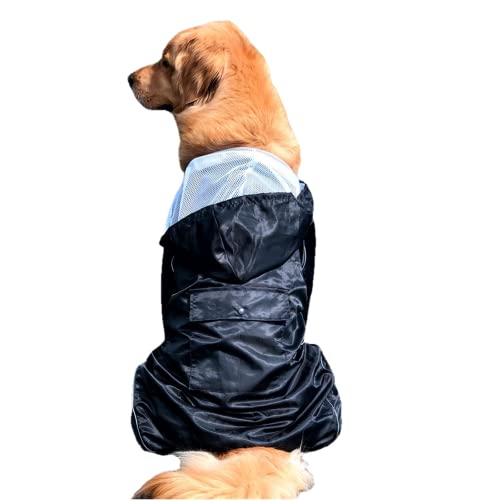 Regenmantel für Hunde wasserdichte Jacken mit Beinen Schwarze Jacken für Hunde aus einem Stück Regenmantel Atmungsaktiv Reflektierender großer Hut Vierbeiner Haustier Poncho Größe 7 16-80 kg Großer von Generic