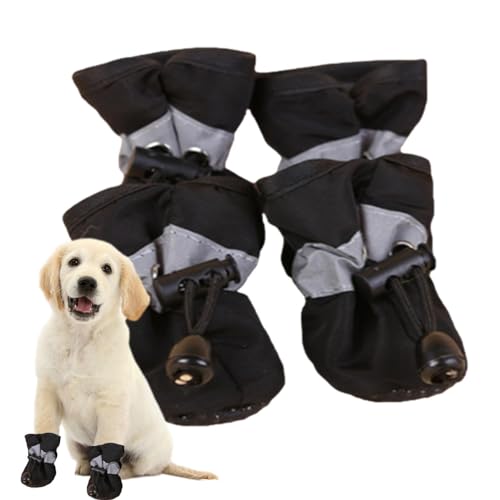 Regenstiefel für Hunde, 4 Stück, wasserdicht, für den Winter, rutschfeste Hundeschuhe mit verstellbarem Kordelzug, warme Hundeschuhe für Regen, Hundeschuhe für Spaziergänge, Wandern, Regen, von Generic