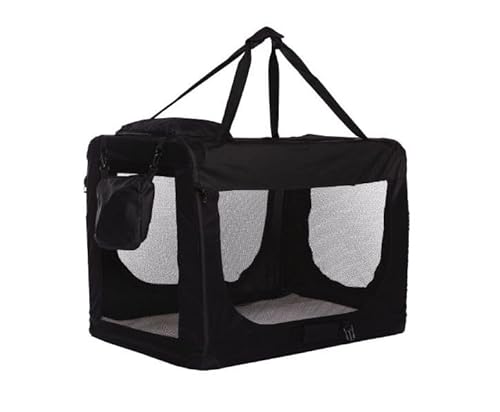 Reisebox Schwarz XXL (102 cm) – Nylon-Softbank – faltbar – leichte Hundebox – Autobox Transportbox von Generic