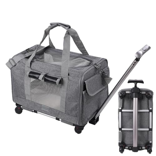 Reisetasche für Hunde – Transportbox für kleine Katzen und Hunde | 18,1" x11,0 x15,5 Transportbox mit Sicherheitsreißverschlüssen, weiche Katzentransportbox mit Rollen, Transportbox für Haustiere von Generic