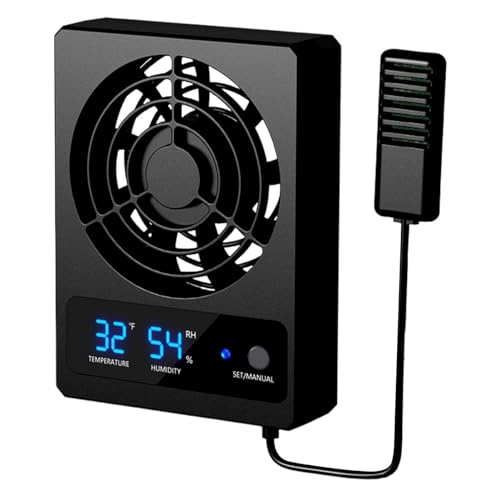 Reptilien-Zuchtbox Lüftungsventilator - Intelligenter Kühlventilator für Reptilienaquarium mit LED-Anzeige | Starker Windventilator, geräuscharmer Kühlventilator Reptilienzucht Lüftungsventilator | von Generic