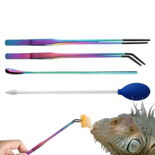 Reptilienfütterungsinstrument, Lange Aquarium -Pinzetten - 4 Stücke Aquarium -Pinzette Set | Komfortable ergonomische Terrariumversorgung für die professionelle Reptilienpflege von Generic