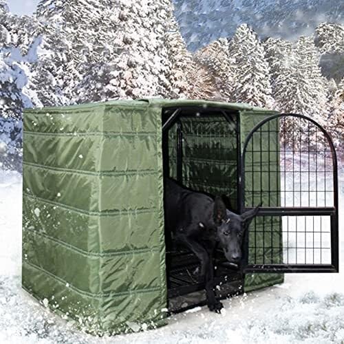 Schwerlast-Hundeboxabdeckung isoliert für den Winter, Dicke Außenkäfigabdeckungen für Hundezwinger, Katzen und Kaninchen, Oxford-Stoff + Baumwolle(Green,110x70x90cm) von Generic