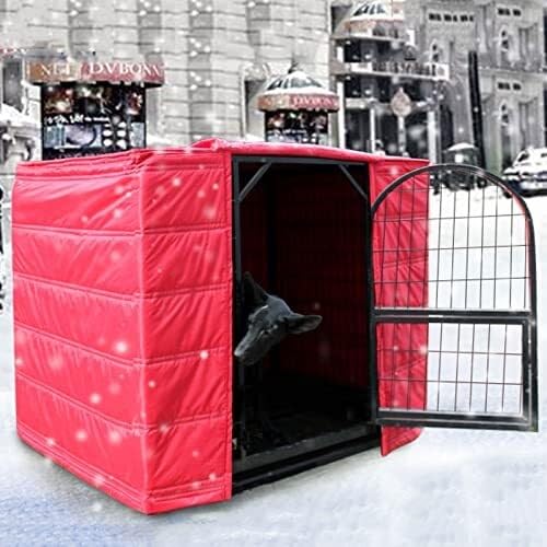 Schwerlast-Hundeboxabdeckung isoliert für den Winter, Dicke Außenkäfigabdeckungen für Hundezwinger, Katzen und Kaninchen, Oxford-Stoff + Baumwolle(Red,110x70x90cm) von Generic