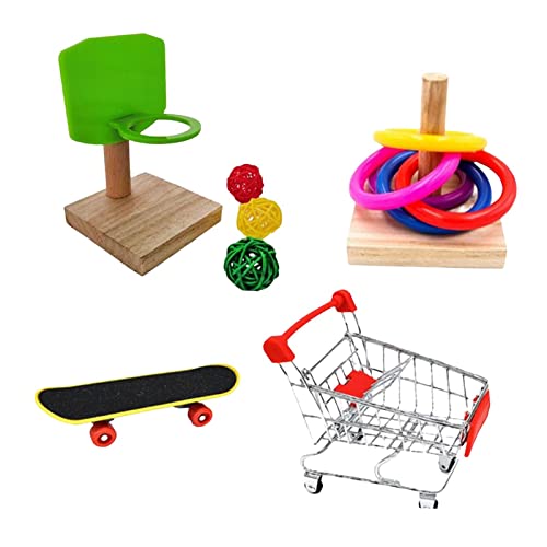 Set mit Vogel-Trainingsspielzeug, Papageienspielzeug, Nymphensittiche, Basketball-Intelligenzspielzeug, Sittich, Skateboard, Trickspiel für von MERIGLARE