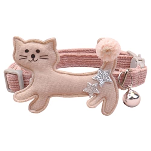 Sicheres Katzenhalsband, modisches Haustierzubehör, niedliches Katzen-Design, bequemes Halsband mit Glöckchen, verstellbar für kleine und mittelgroße Katzen von Generic