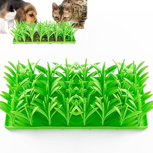 Silicone Slow Feeder Feeder Green Grass Feeder Mat Stimulates Dog Cat Instincts, Silicone Grass Mat for Cats von Generic