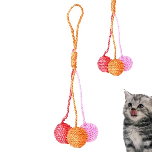 Sisal Ball Cat Scratcher - Sisal Ball Hangable for Cat Scratching, Cat Scratching Ball, Comfortable Interactive Ball Toys Built in Ring Tone, Multifunctional Relaxing Game for Pet Shop, Cattery von Generic