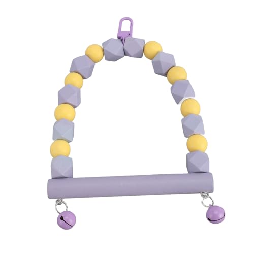 Sittich-Spielzeug, Vogelkäfige für Sittiche, Vogelschaukel, Sitzstange, Holzschaukel, Stehendes Spielzeug, Krallen, Schleifen, Sittich-Sitzstangen für Vögel, Spielzeug (Purple) von Generic