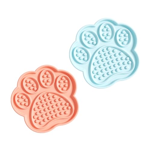 Slow Feeder für Hunde und Katzen, Leckmatte und Puzzle-Futterstation, Katzennapf, langsamer Futterspender zur Angstlinderung, interaktive Leckereien und Nassfutter, 17,8 cm rosa und 17,8 cm blau, von Generic