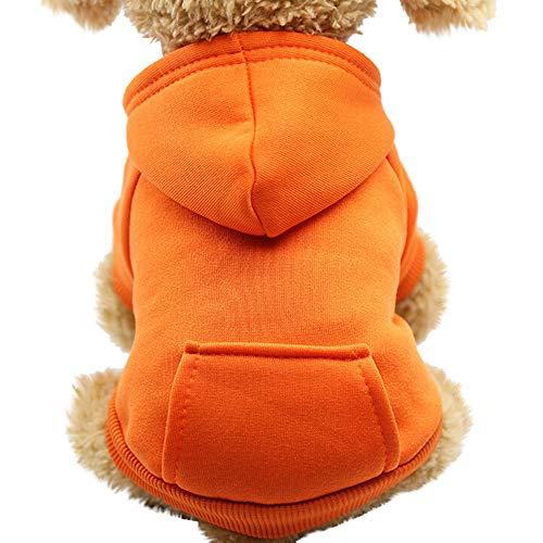 Sweatshirts Hund Hoodied mit Tasche Kleidung Polyester Haustierkleidung Haustierkleidung Hundepullover Für Kleine Hunde (Orange, M) von Generic