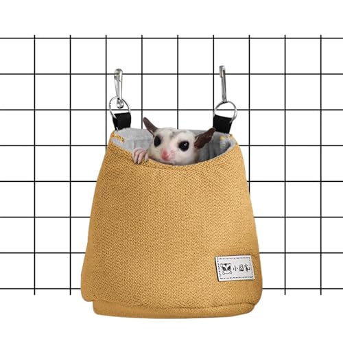 Tasche Sugar Glider – Eichhörnchenbett für Käfig | Hängebett mit Zucker-Glidertasche, abnehmbarer Nestmatte für Kleintiere für Hamster, syrische Hamstertasche, drehbares Hängebett von Generic