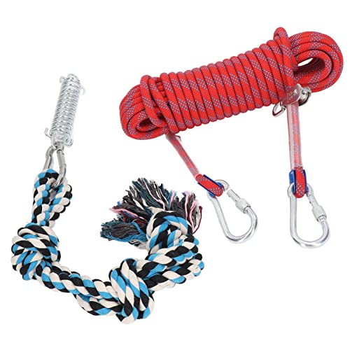 Tether Tug Outdoor-Hundespielzeug, 49,2 Fuß Langes Hundefederstangenspielzeug, Hundehängeseilspielzeug, Hunde-Bungee-Seil, Hundeschleppseil, Outdoor-Hundespielzeug mit (Rot) von Generic