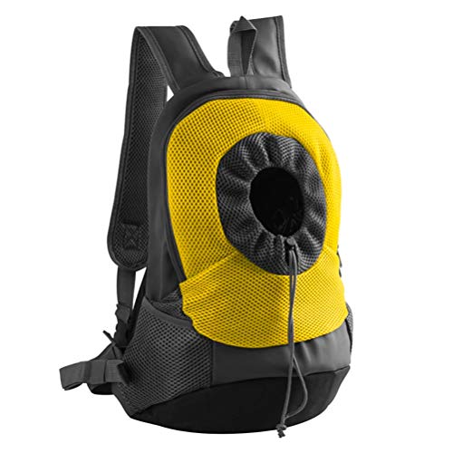 Tragbarer Haustier-Rucksack, Kopf-Out-Design, verstellbare Katze, Hund, Reise-Front-Umhängetasche, einfache Passform für Reisen, Wandern, Camping, Katze, Brusttasche (gelb, groß) von Generic