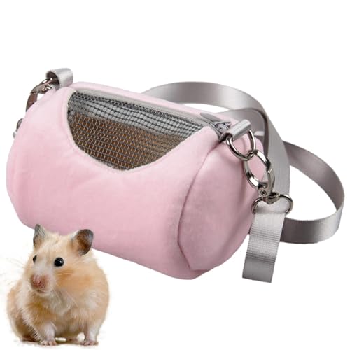 Tragetasche für Hamster – warme Plüsch-Reisetasche für kleine Tiere, Tragetasche für kleine Tiere mit Netzfenster, Tragetasche für Eidechsen, Vögel, Kaninchen von Generic