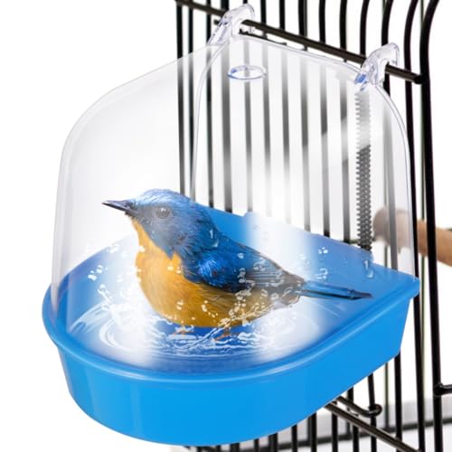 Transparente Vogeltränke für Käfige, Hängebadebox für kleine Vögel, Blau Vogelkäfig Zubehör für Nymphensittiche Transparente Vogeltränke für Käfige, Hängebadebox für kleine Vögel, Blau Vogelkäfig Zubehör für Nymphensittiche von Generic