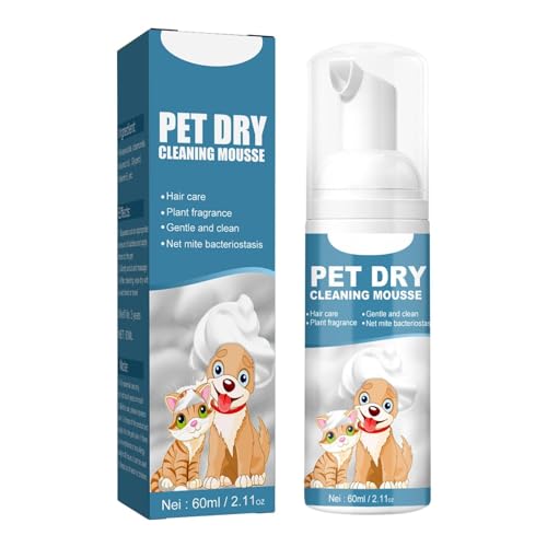 Trockenshampoo für Haustiere,60ML Trockenshampoo für Hunde, Hundeshampoo Gegen Geruch, Schäumendes Shampoo für Hunde und Katzen, Kein Ausspülen Erforderlich (60ML) von Generic