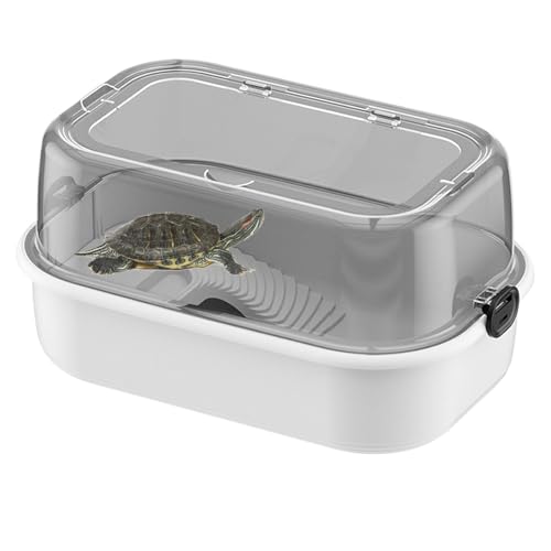 Turtle Terrarium Kit, kleines Schildkröten -Tank -Kit | Full View Turtle Aquarium Starter Kit | Backenstufe, Bodenabfluss, Multifunktionsbereich, Haustiervorräte für kleine Reptilien von Generic