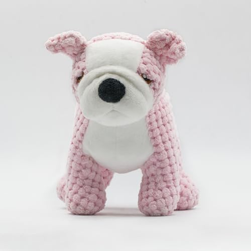 Unique Bulldog Squeaky Dog Toy - Plush Dog Toy Squeaky - Adorable Dog Squeaky Toy - Crinkle Dog Toy with Squeaker - Squeaky Toy for Puppy Small Medium and Large Dogs (Light Pink) von Generic