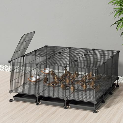 Verschlüsselter Hühnerstall Aus Metall, Abnehmbarer Wachtelstall, Lücke 1,3 cm, Kleiner Tierhauszaun, DIY-Hühnerstallinstallation Für Enten Und Katzen, Kaninchen(Black,111 * 111 * 48cm) von Generic