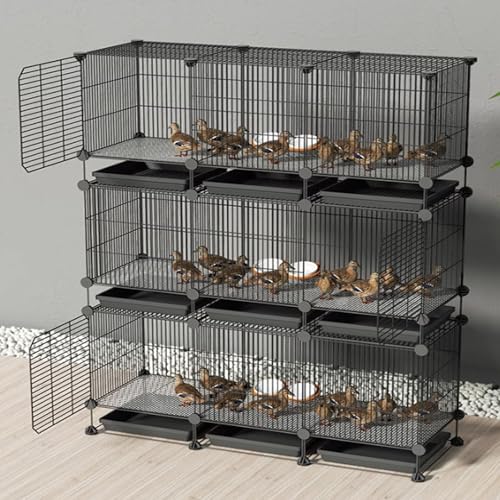 Verschlüsselter Hühnerstall Aus Metall, Abnehmbarer Wachtelstall, Lücke 1,3 cm, Kleiner Tierhauszaun, DIY-Hühnerstallinstallation Für Enten Und Katzen, Kaninchen(Black,111 * 39 * 130cm) von Generic