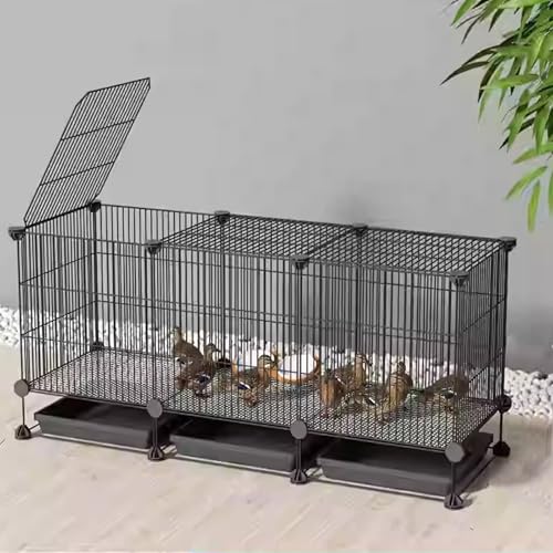 Verschlüsselter Hühnerstall Aus Metall, Abnehmbarer Wachtelstall, Lücke 1,3 cm, Kleiner Tierhauszaun, DIY-Hühnerstallinstallation Für Enten Und Katzen, Kaninchen(Black,111 * 39 * 48cm) von Generic