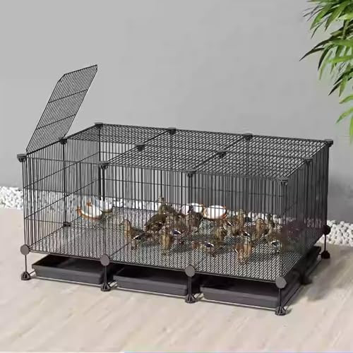 Verschlüsselter Hühnerstall Aus Metall, Abnehmbarer Wachtelstall, Lücke 1,3 cm, Kleiner Tierhauszaun, DIY-Hühnerstallinstallation Für Enten Und Katzen, Kaninchen(Black,111 * 75 * 48cm) von Generic