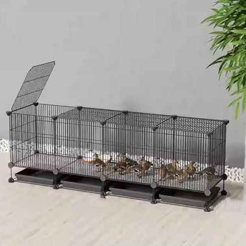 Verschlüsselter Hühnerstall Aus Metall, Abnehmbarer Wachtelstall, Lücke 1,3 cm, Kleiner Tierhauszaun, DIY-Hühnerstallinstallation Für Enten Und Katzen, Kaninchen(Black,147 * 39 * 48cm) von Generic