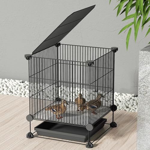 Verschlüsselter Hühnerstall Aus Metall, Abnehmbarer Wachtelstall, Lücke 1,3 cm, Kleiner Tierhauszaun, DIY-Hühnerstallinstallation Für Enten Und Katzen, Kaninchen(Black,39 * 39 * 48cm) von Generic