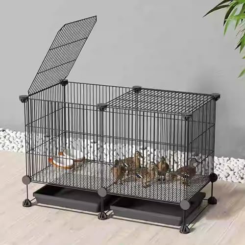 Verschlüsselter Hühnerstall Aus Metall, Abnehmbarer Wachtelstall, Lücke 1,3 cm, Kleiner Tierhauszaun, DIY-Hühnerstallinstallation Für Enten Und Katzen, Kaninchen(Black,75 * 39 * 48cm) von Generic