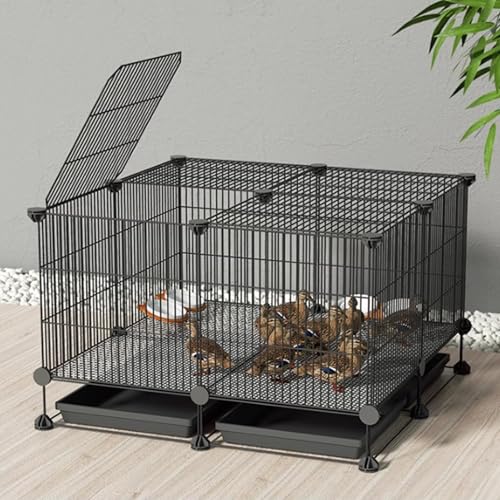 Verschlüsselter Hühnerstall Aus Metall, Abnehmbarer Wachtelstall, Lücke 1,3 cm, Kleiner Tierhauszaun, DIY-Hühnerstallinstallation Für Enten Und Katzen, Kaninchen(Black,75 * 75 * 48cm) von Generic