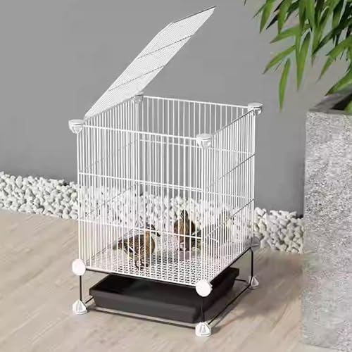 Verschlüsselter Hühnerstall Aus Metall, Abnehmbarer Wachtelstall, Lücke 1,3 cm, Kleiner Tierhauszaun, DIY-Hühnerstallinstallation Für Enten Und Katzen, Kaninchen(White,39 * 39 * 48cm) von Generic