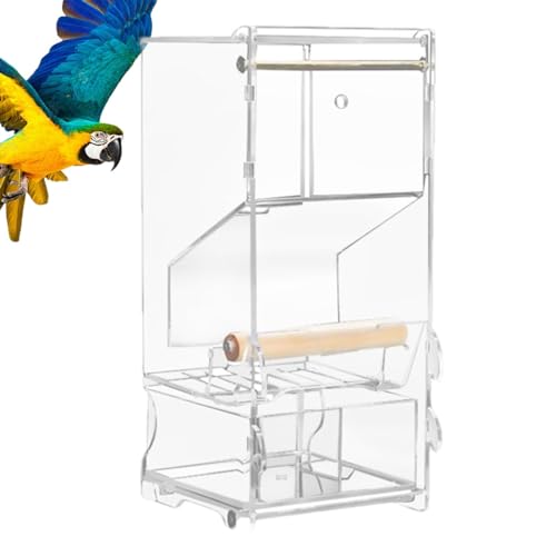 Vogelfutterstation für Vögel, transparent, Acryl, automatisch, mit Sitzstange, Käfigzubehör, transparenter Sittichfutterbehälter für kleine und mittelgroße Sittiche, Sittiche von Generic