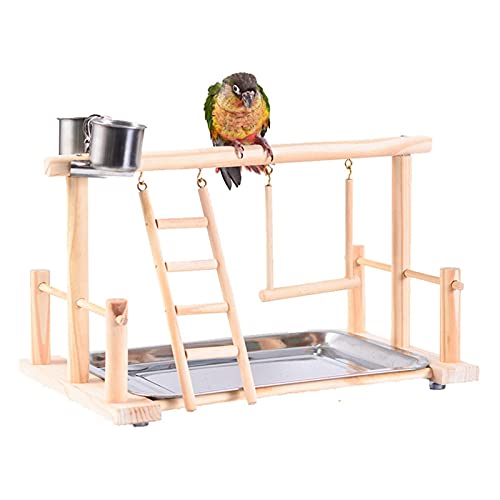 Vogelspielzeug Pet Bird Toy Activity Center Birdcage Steht mit Vogel-Barchleiter Hängematten-Feeder-Spielplatz für Cockatiel Papagei ( Color : Log Models ) von Generic