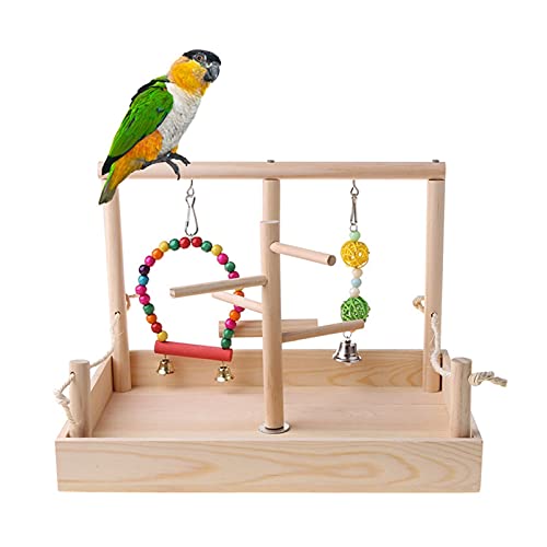 Vogelspielzeug Vogel Papagei Swing Kletterleiter Desktop Stand Spielzeug Holz Spielplatz Training Perch Plattform Vogel Käfig Schleifklauen Kauen Spielzeug ( Color : One Size ) von Generic